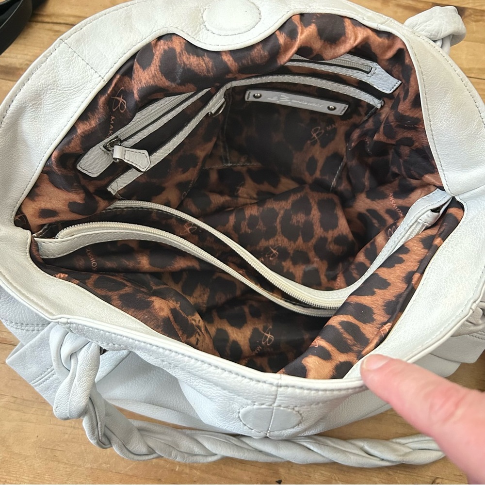 B. Makowsky Westport Vachetta Braided Satchel Tote - Picture 7 of 9